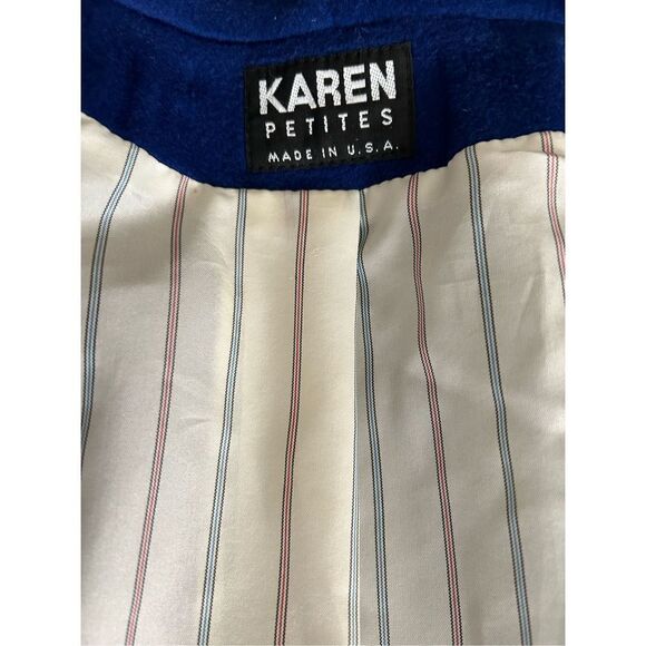 Coat Wool Royal Blue NWOT Double Breasted roll up button collar SZ 10 - Picture 7 of 9